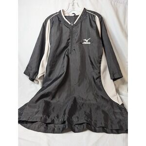 Mizuno 1/4 Zip Black Short Sleeve Baseball Vented Jacket Windbreaker LARGE